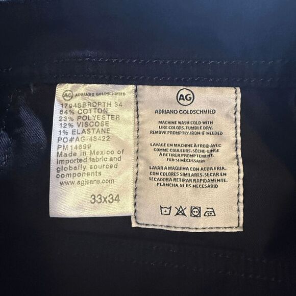 AG Adriano Goldschmied Men's The Everett Slim Straight Jeans Black Size 33x34 - Picture 3 of 8